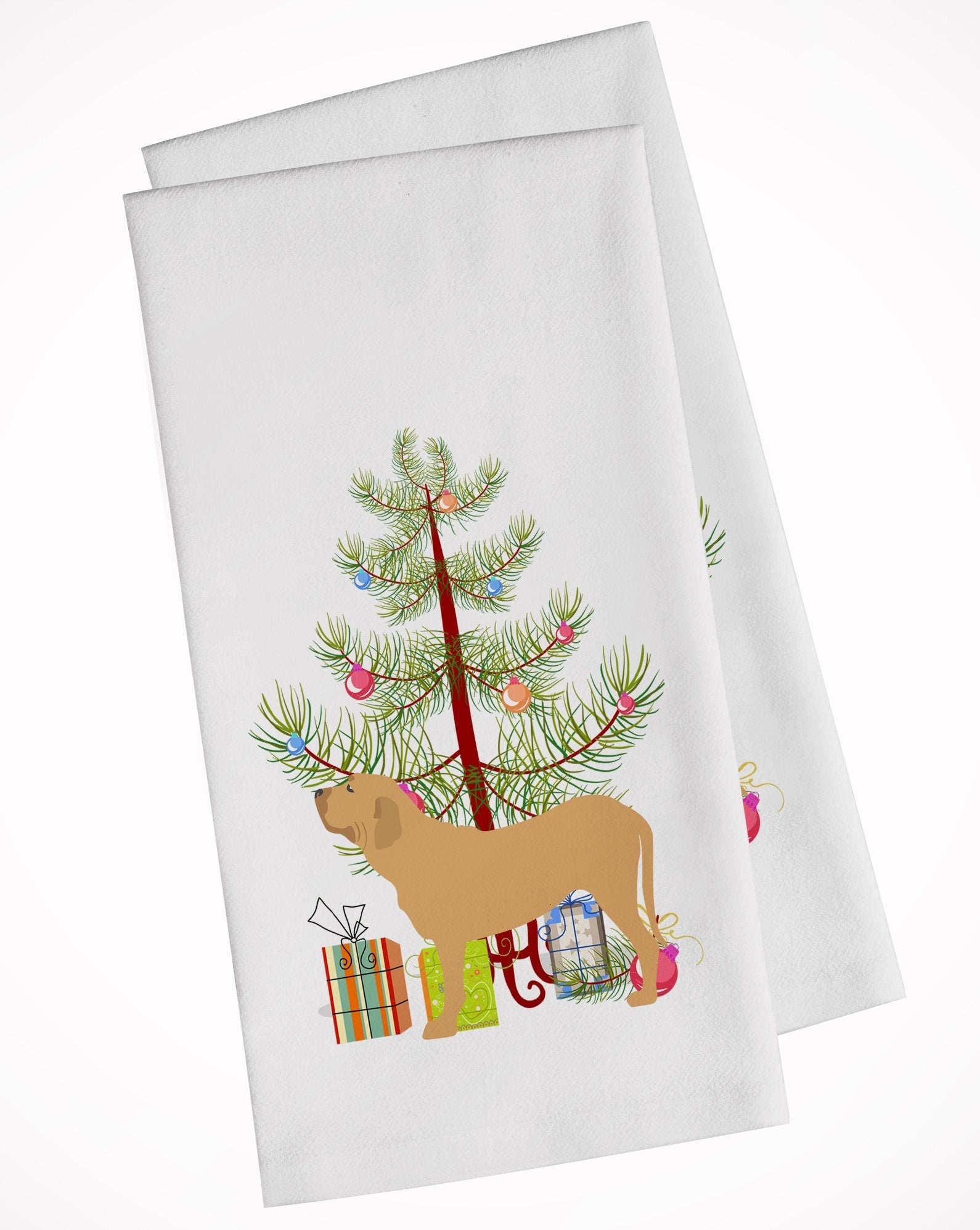 Fila Brasileiro Merry Christmas Tree Kitchen Towel Set of 2 White Dish Towels Decorative Bathroom Hand towel for Hand, Face, Hair, Yoga, Tea, Dishcloth, 19 X 28", White