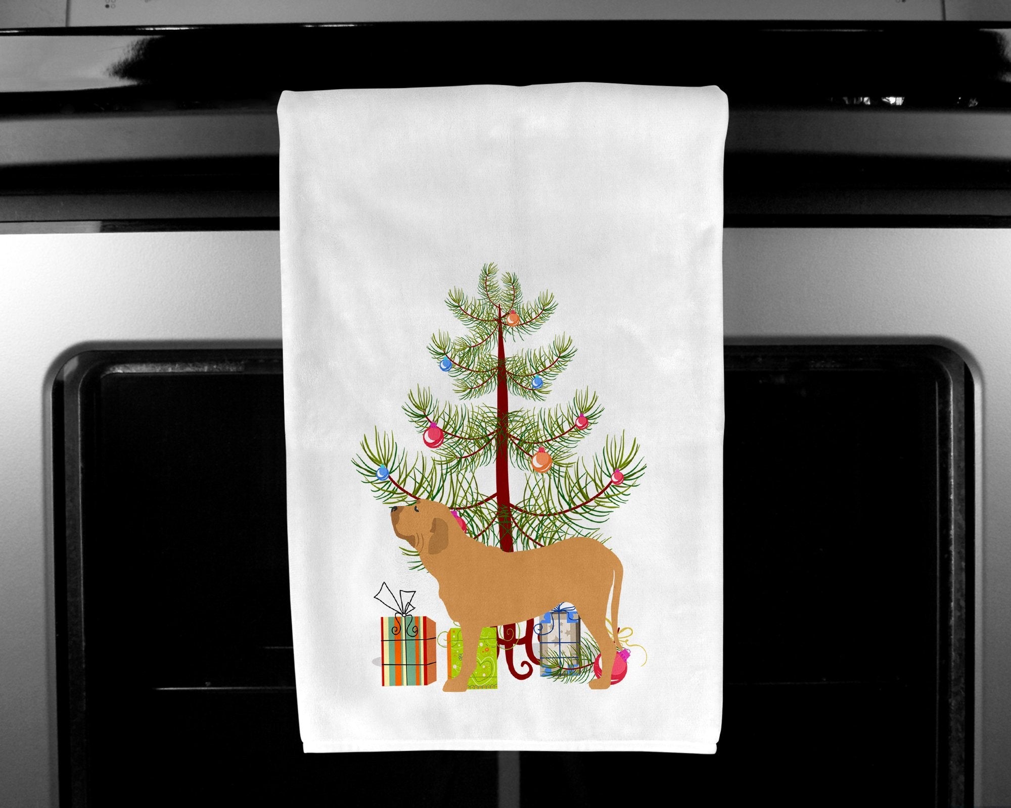 Fila Brasileiro Merry Christmas Tree Kitchen Towel Set of 2 White Dish Towels Decorative Bathroom Hand towel for Hand, Face, Hair, Yoga, Tea, Dishcloth, 19 X 28", White