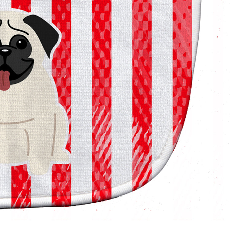Patriotic USA Pug Cream Baby Bib Easy-Clean Baby Bib Baby Feeding Accessory Baby Mealtime Essential, 10 x 13, Multicolor