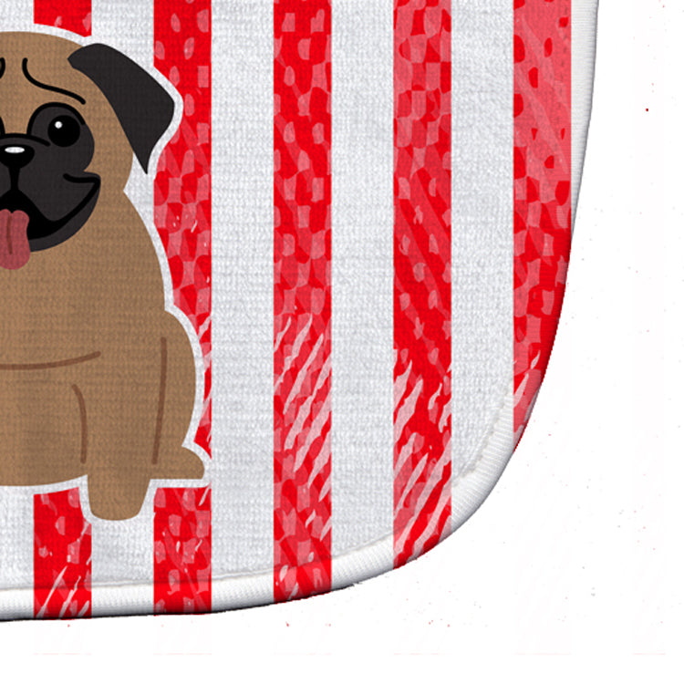 Patriotic USA Pug Brown Baby Bib Easy-Clean Baby Bib Baby Feeding Accessory Baby Mealtime Essential, 10 x 13, Multicolor