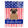 Patriotic USA Pug Brown House Flag 28x40 Porch Sleeve Pole Decorative Outside Yard Banner Artwork Wall Hanging, Polyester