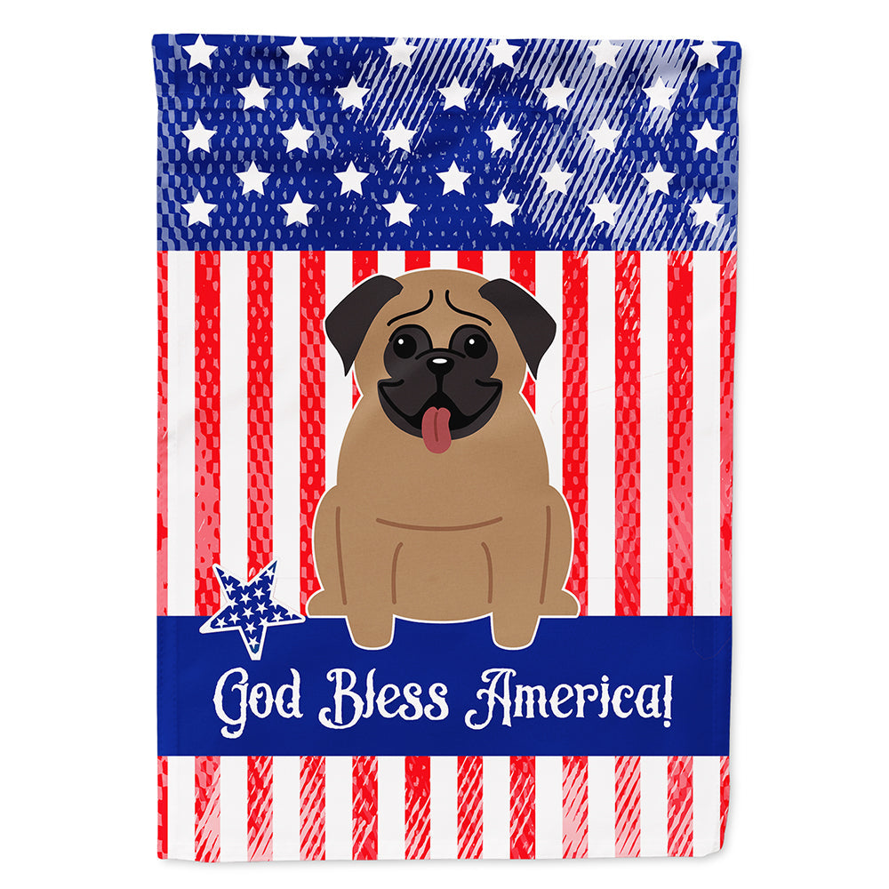 Patriotic USA Pug Brown House Flag 28x40 Porch Sleeve Pole Decorative Outside Yard Banner Artwork Wall Hanging, Polyester