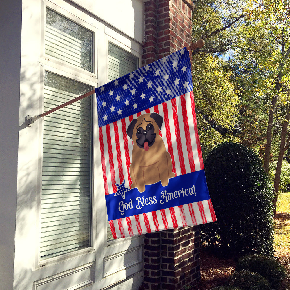 Patriotic USA Pug Brown House Flag 28x40 Porch Sleeve Pole Decorative Outside Yard Banner Artwork Wall Hanging, Polyester