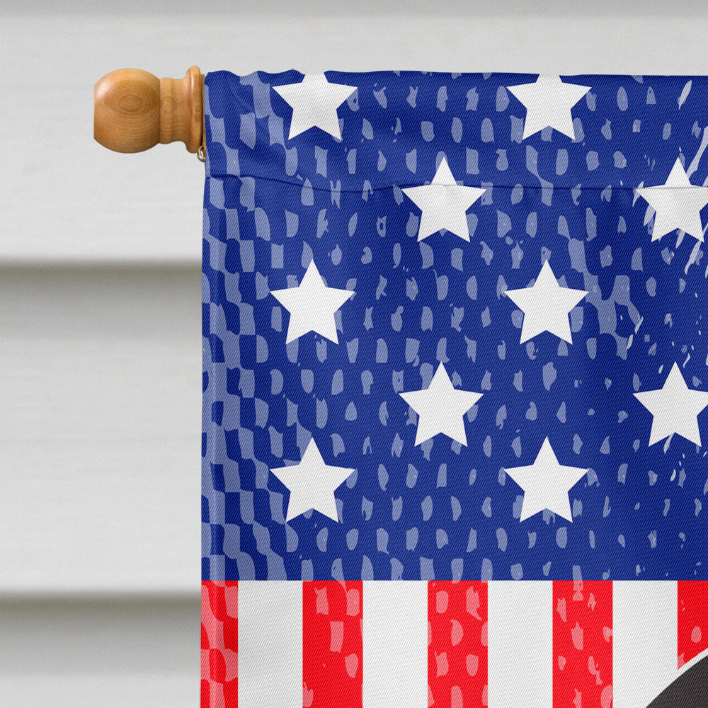 Patriotic USA Pug Brown House Flag 28x40 Porch Sleeve Pole Decorative Outside Yard Banner Artwork Wall Hanging, Polyester