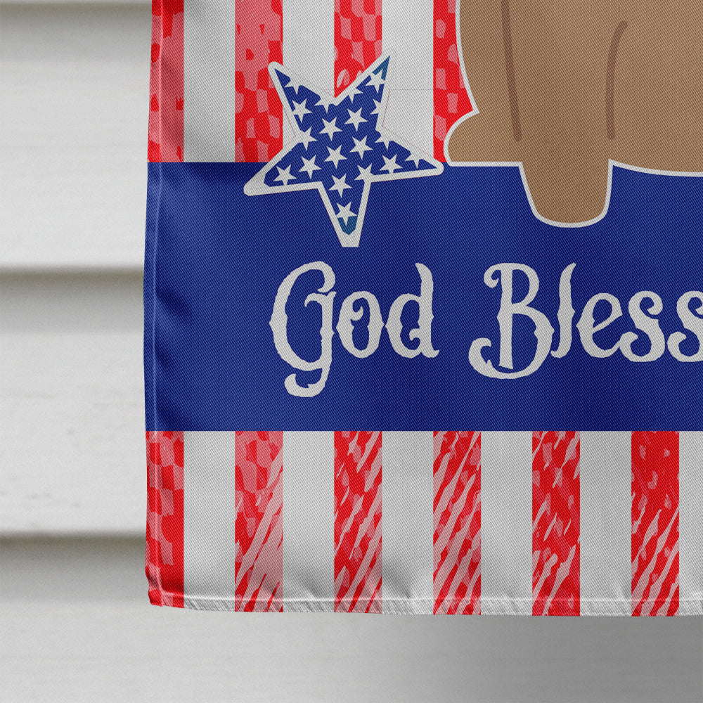 Patriotic USA Pug Brown House Flag 28x40 Porch Sleeve Pole Decorative Outside Yard Banner Artwork Wall Hanging, Polyester
