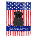 Patriotic USA Pug Black House Flag 28x40 Porch Sleeve Pole Decorative Outside Yard Banner Artwork Wall Hanging, Polyester