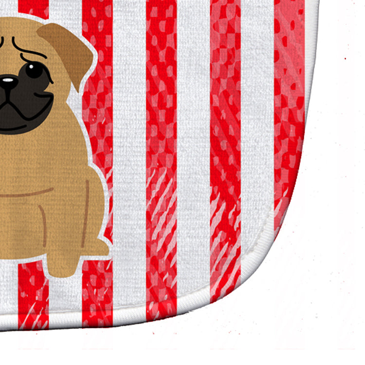Patriotic USA Pug Brown Baby Bib Easy-Clean Baby Bib Baby Feeding Accessory Baby Mealtime Essential, 10 x 13, Multicolor