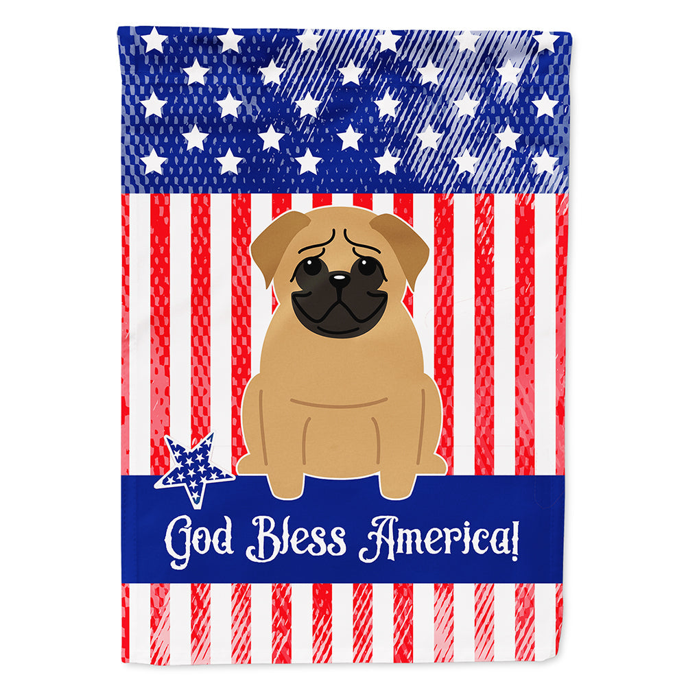 Patriotic USA Pug Brown House Flag 28x40 Porch Sleeve Pole Decorative Outside Yard Banner Artwork Wall Hanging, Polyester