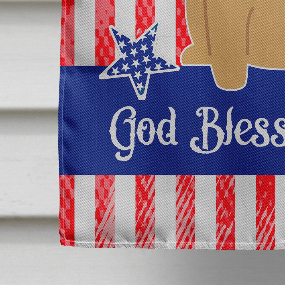 Patriotic USA Pug Brown House Flag 28x40 Porch Sleeve Pole Decorative Outside Yard Banner Artwork Wall Hanging, Polyester