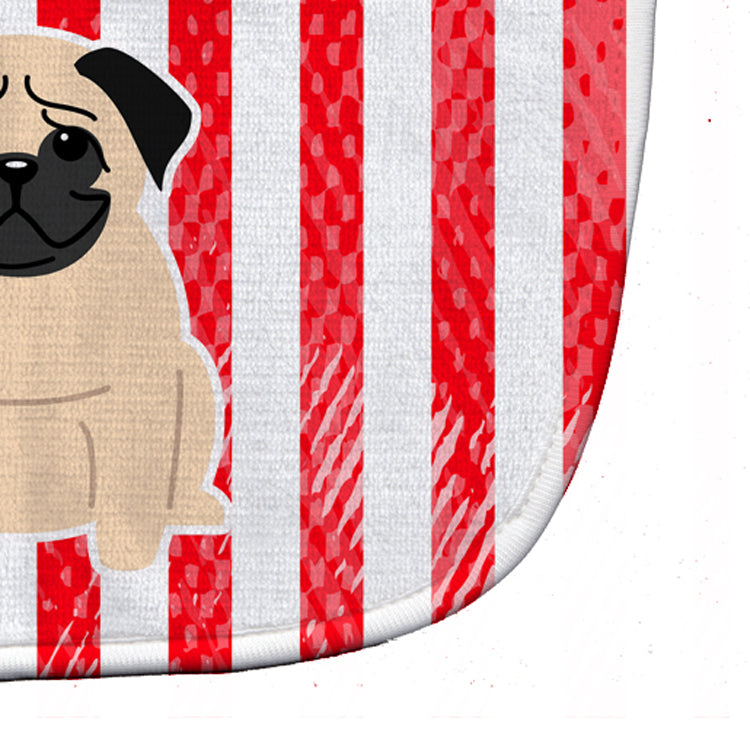 Patriotic USA Pug Fawn Baby Bib Easy-Clean Baby Bib Baby Feeding Accessory Baby Mealtime Essential, 10 x 13, Multicolor