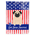 Patriotic USA Pug Fawn House Flag 28x40 Porch Sleeve Pole Decorative Outside Yard Banner Artwork Wall Hanging, Polyester