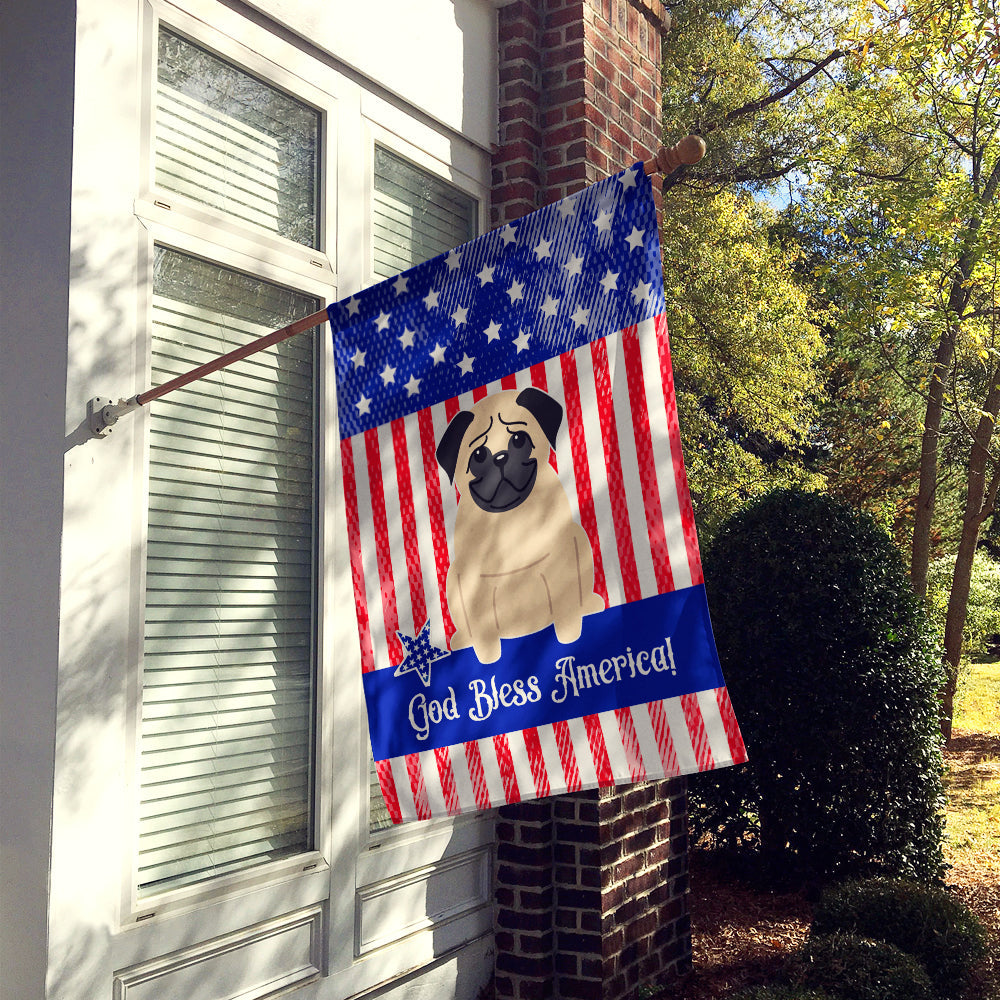 Patriotic USA Pug Fawn House Flag 28x40 Porch Sleeve Pole Decorative Outside Yard Banner Artwork Wall Hanging, Polyester
