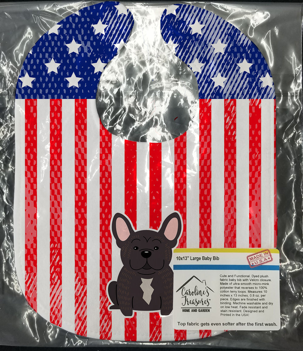 Patriotic USA French Bulldog Brindle Baby Bib Easy-Clean Baby Bib Baby Feeding Accessory Baby Mealtime Essential, 10 x 13, Multicolor