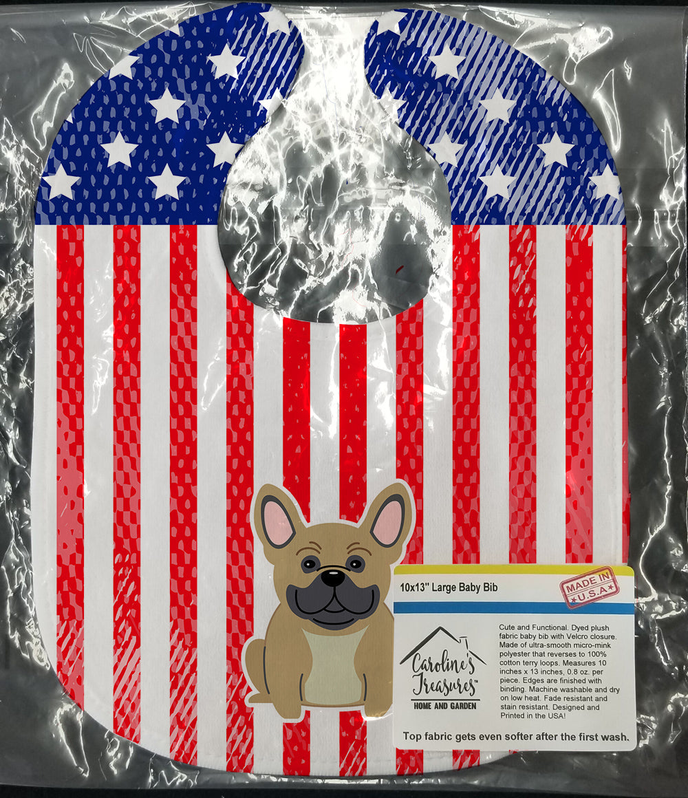 Patriotic USA French Bulldog Cream Baby Bib Easy-Clean Baby Bib Baby Feeding Accessory Baby Mealtime Essential, 10 x 13, Multicolor