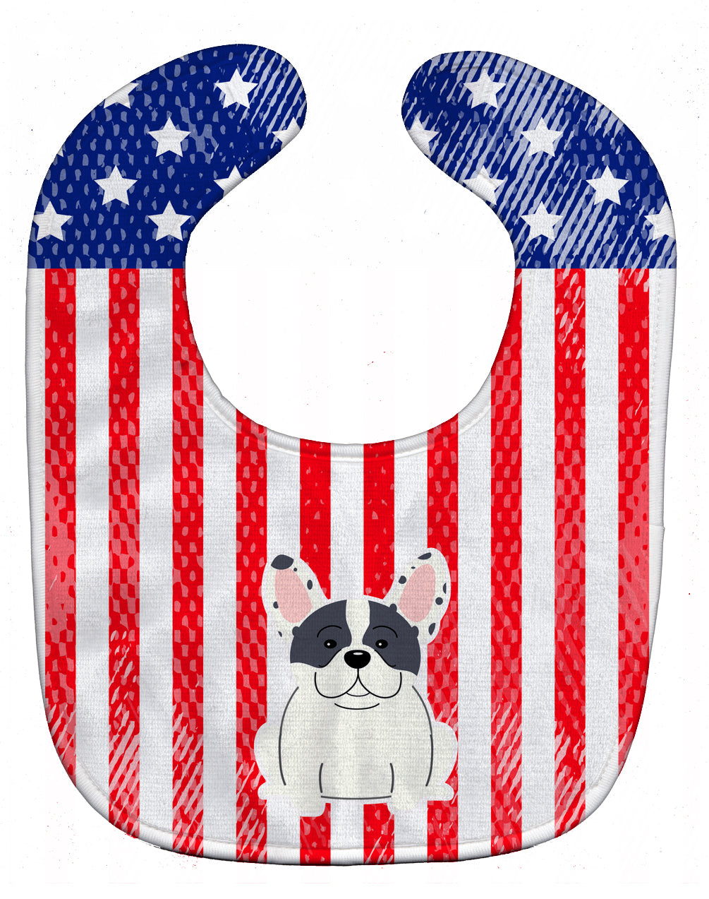 Patriotic USA French Bulldog Piebald Baby Bib Easy-Clean Baby Bib Baby Feeding Accessory Baby Mealtime Essential, 10 x 13, Multicolor