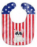 Patriotic USA French Bulldog Piebald Baby Bib Easy-Clean Baby Bib Baby Feeding Accessory Baby Mealtime Essential, 10 x 13, Multicolor