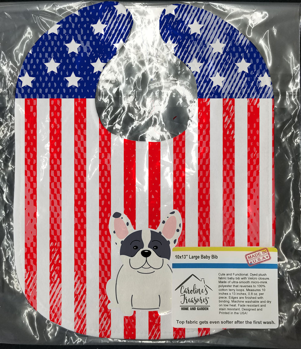 Patriotic USA French Bulldog Piebald Baby Bib Easy-Clean Baby Bib Baby Feeding Accessory Baby Mealtime Essential, 10 x 13, Multicolor