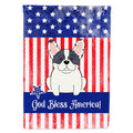 Patriotic USA French Bulldog Piebald House Flag 28x40 Porch Sleeve Pole Decorative Outside Yard Banner Artwork Wall Hanging, Polyester