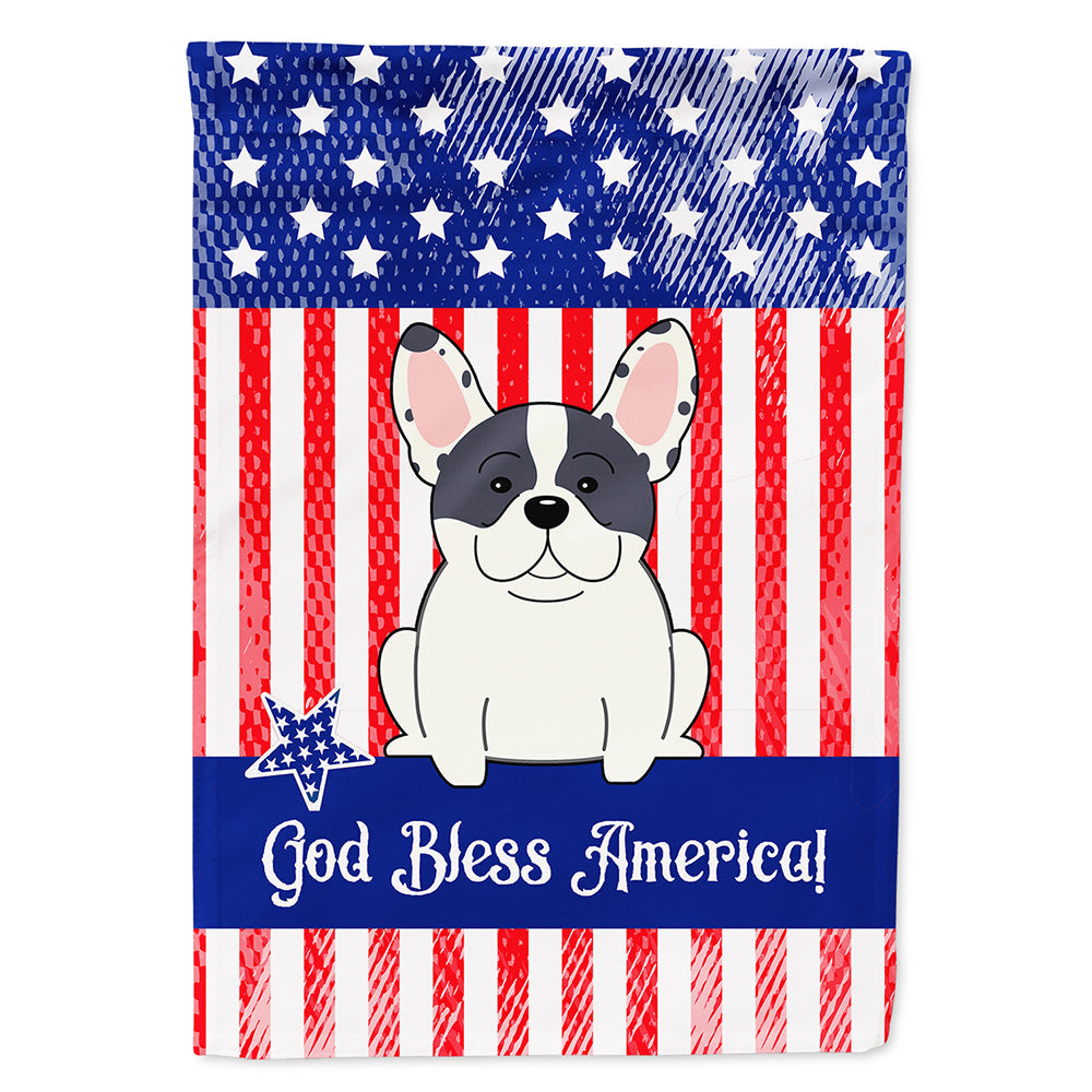 Patriotic USA French Bulldog Piebald House Flag 28x40 Porch Sleeve Pole Decorative Outside Yard Banner Artwork Wall Hanging, Polyester