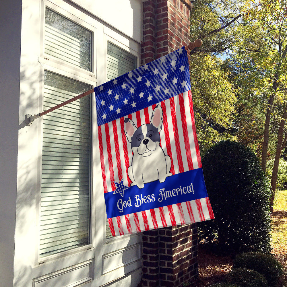 Patriotic USA French Bulldog Piebald House Flag 28x40 Porch Sleeve Pole Decorative Outside Yard Banner Artwork Wall Hanging, Polyester