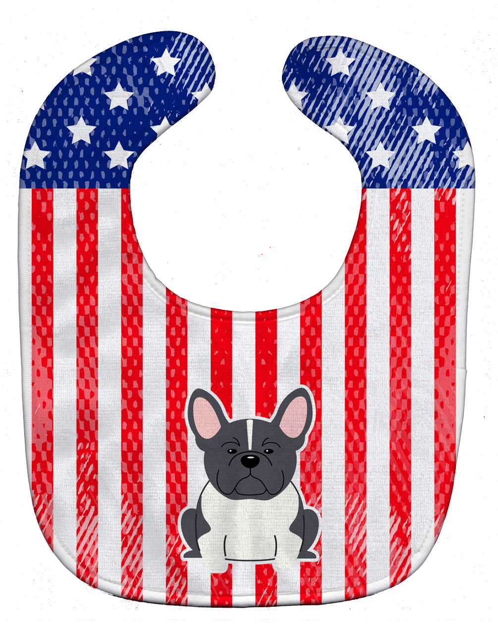 Patriotic USA French Bulldog Black White Baby Bib Easy-Clean Baby Bib Baby Feeding Accessory Baby Mealtime Essential, 10 x 13, Multicolor