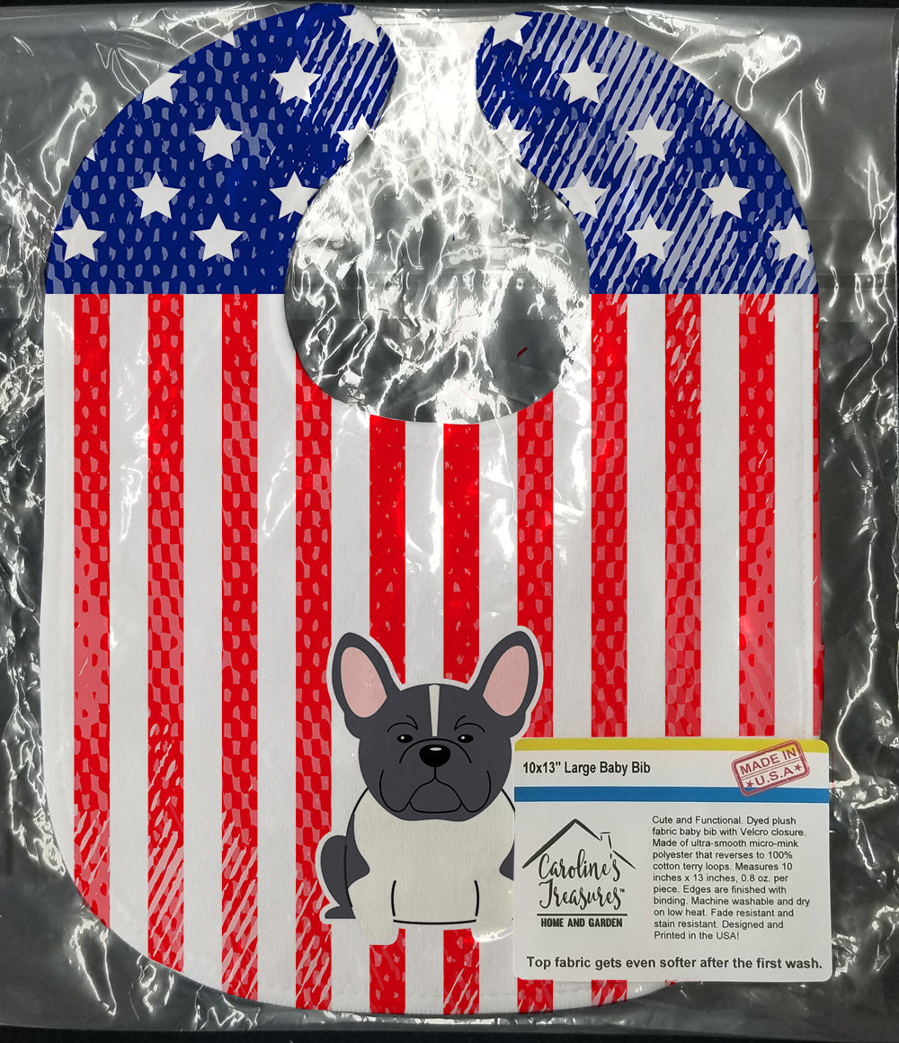 Patriotic USA French Bulldog Black White Baby Bib Easy-Clean Baby Bib Baby Feeding Accessory Baby Mealtime Essential, 10 x 13, Multicolor