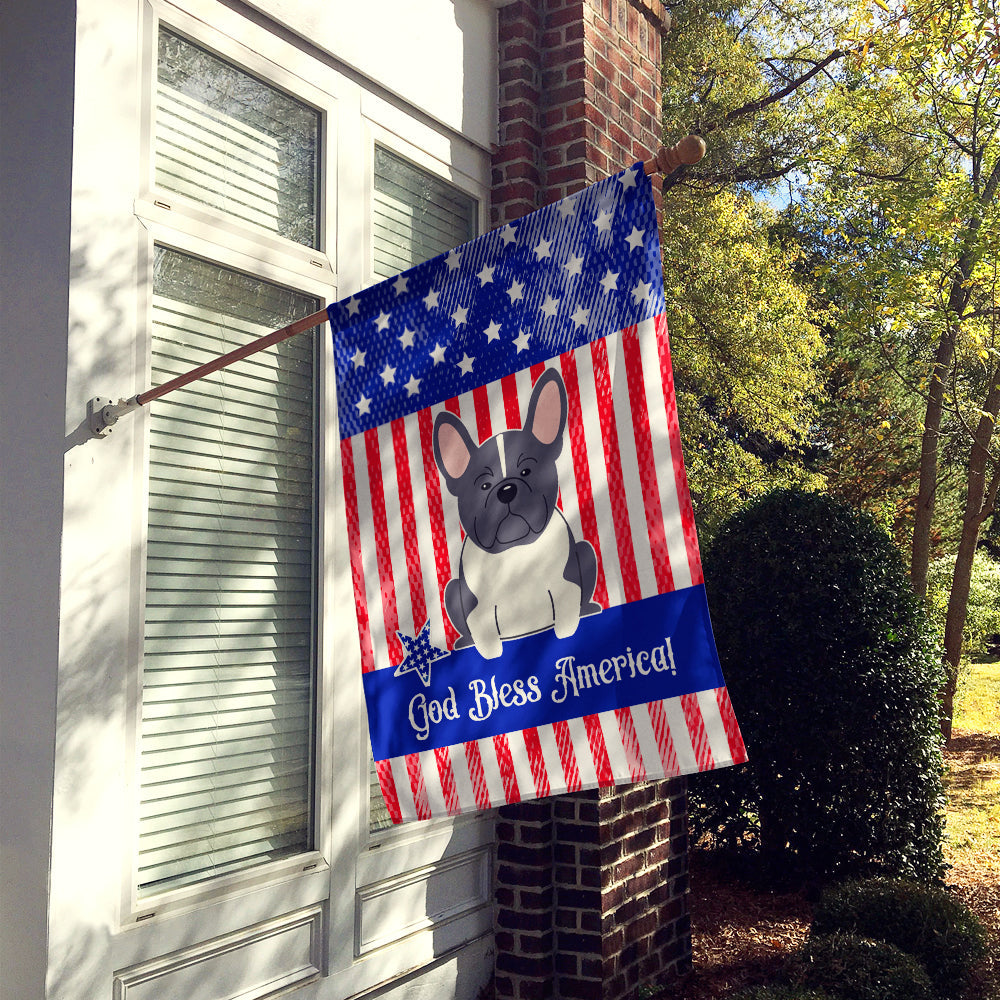 Patriotic USA French Bulldog Black White House Flag 28x40 Porch Sleeve Pole Decorative Outside Yard Banner Artwork Wall Hanging, Polyester