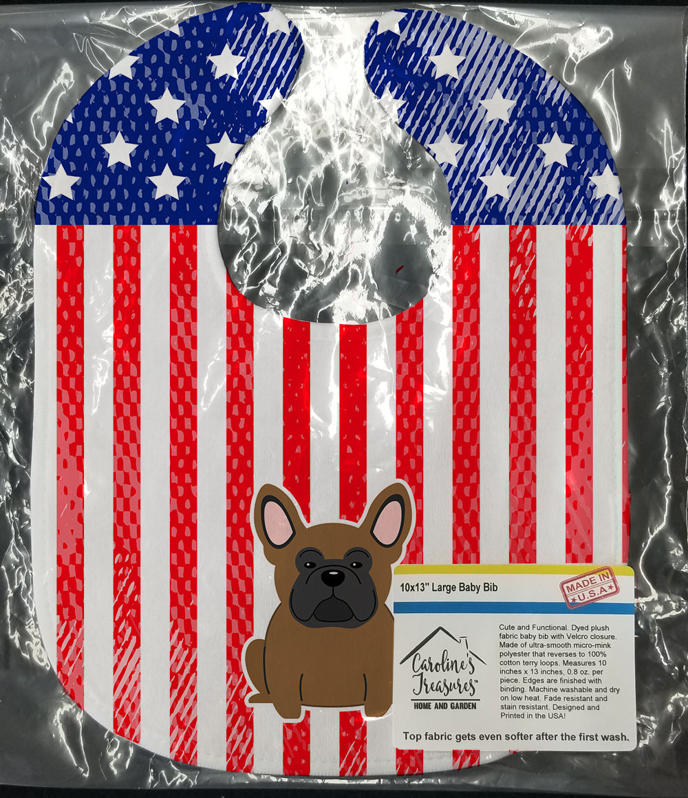 Patriotic USA French Bulldog Brown Baby Bib Easy-Clean Baby Bib Baby Feeding Accessory Baby Mealtime Essential, 10 x 13, Multicolor