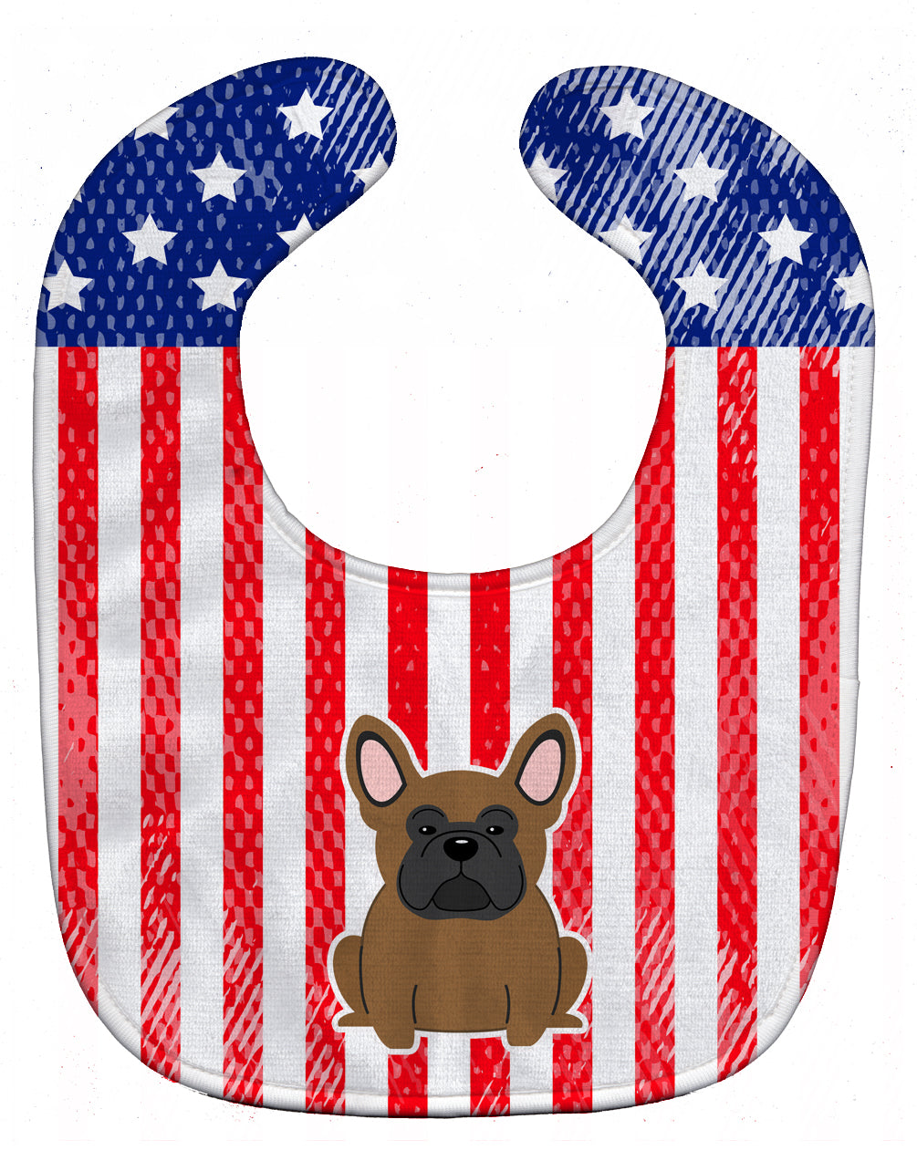 Patriotic USA French Bulldog Brown Baby Bib Easy-Clean Baby Bib Baby Feeding Accessory Baby Mealtime Essential, 10 x 13, Multicolor