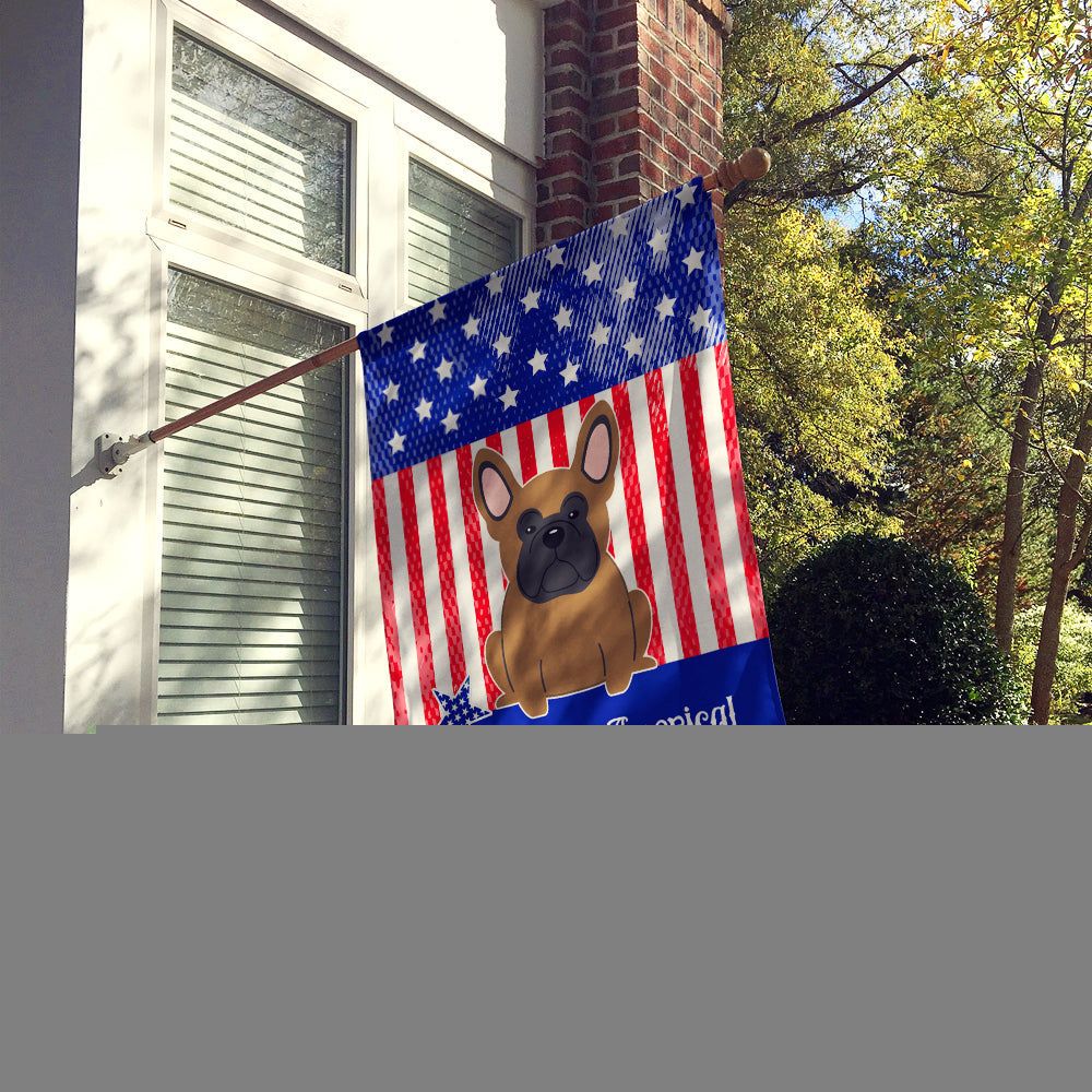 Patriotic USA French Bulldog Brown House Flag 28x40 Porch Sleeve Pole Decorative Outside Yard Banner Artwork Wall Hanging, Polyester