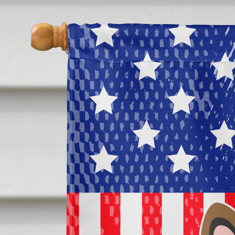 Patriotic USA French Bulldog Brown House Flag 28x40 Porch Sleeve Pole Decorative Outside Yard Banner Artwork Wall Hanging, Polyester