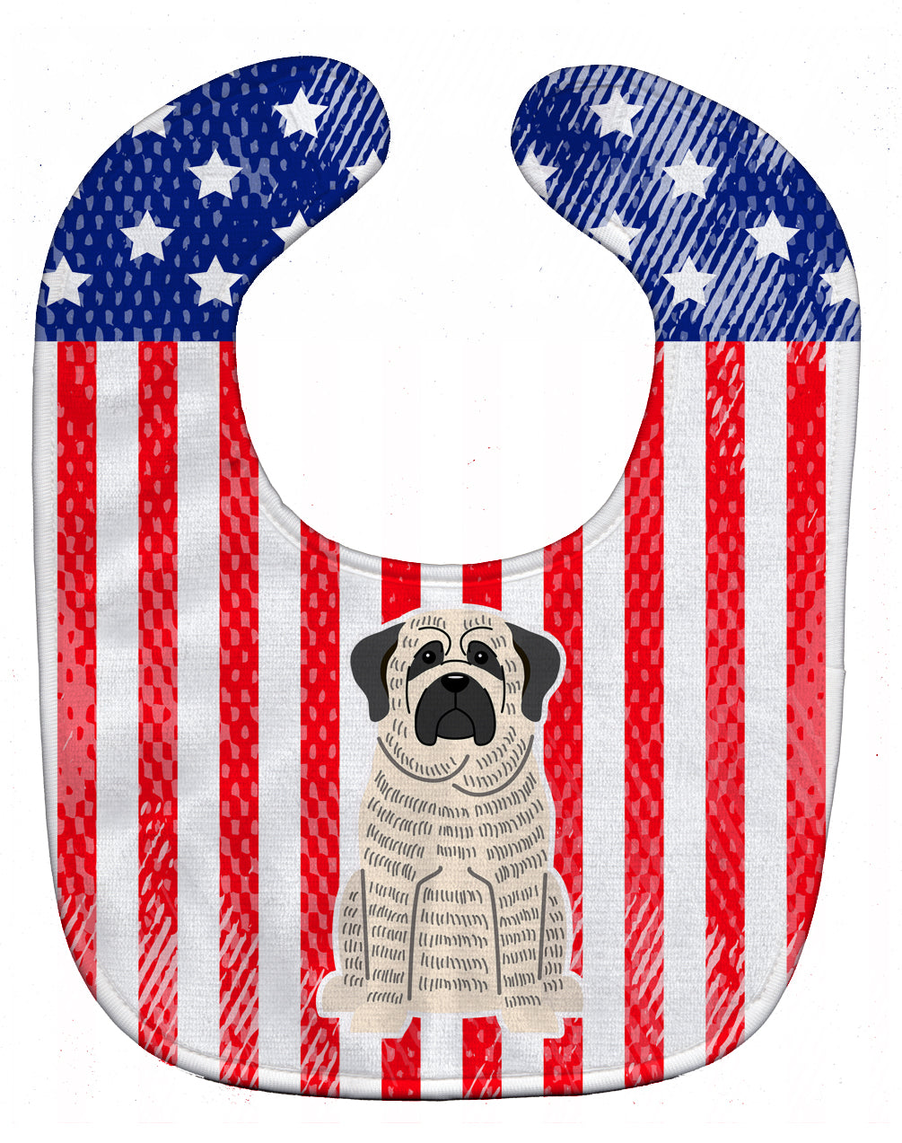 Patriotic USA Mastiff Brindle White Baby Bib Easy-Clean Baby Bib Baby Feeding Accessory Baby Mealtime Essential, 10 x 13, Multicolor