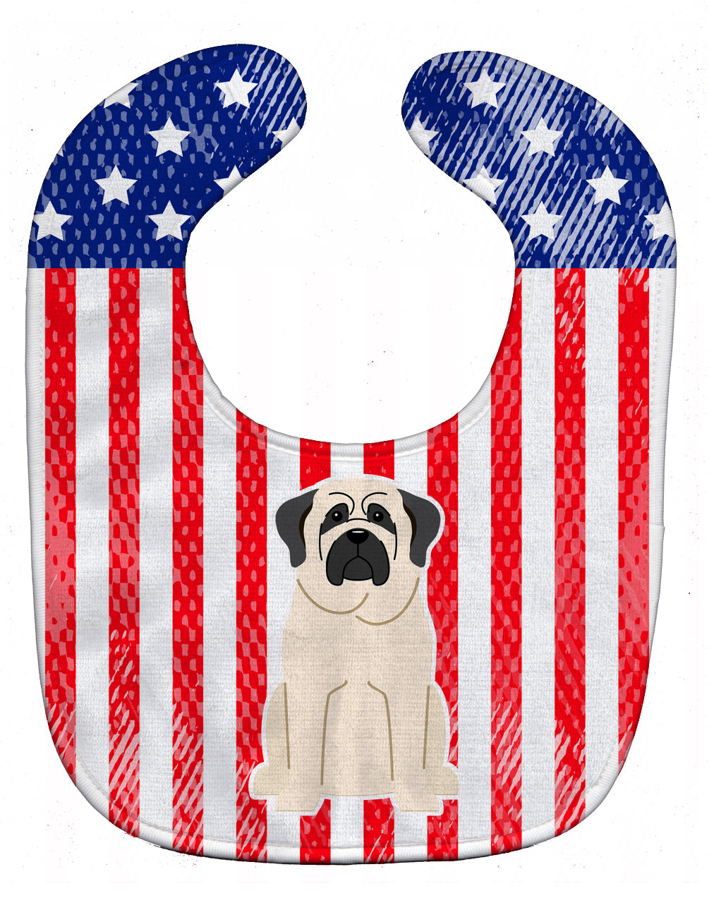 Patriotic USA Mastiff White Baby Bib Easy-Clean Baby Bib Baby Feeding Accessory Baby Mealtime Essential, 10 x 13, Multicolor
