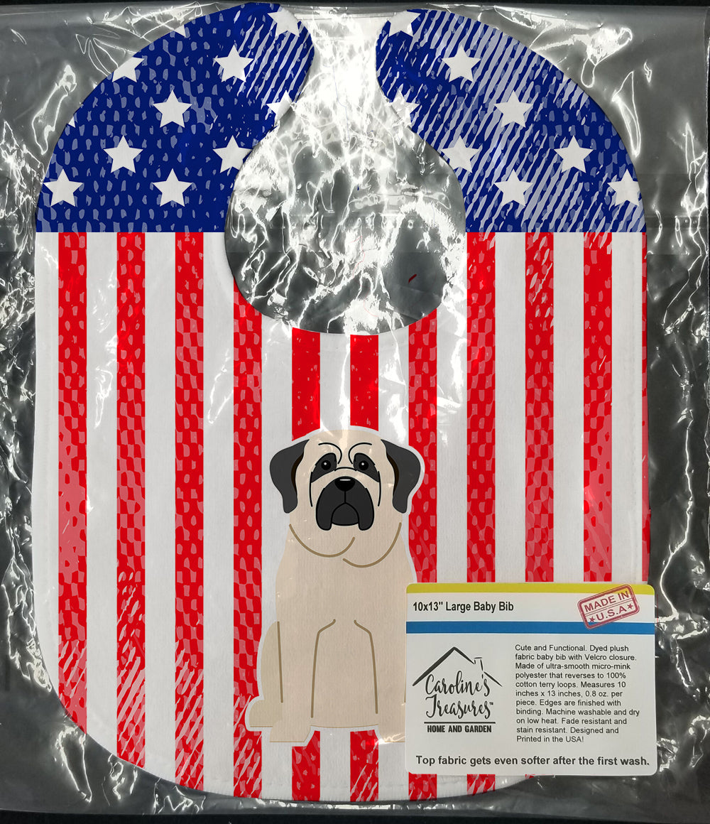 Patriotic USA Mastiff White Baby Bib Easy-Clean Baby Bib Baby Feeding Accessory Baby Mealtime Essential, 10 x 13, Multicolor