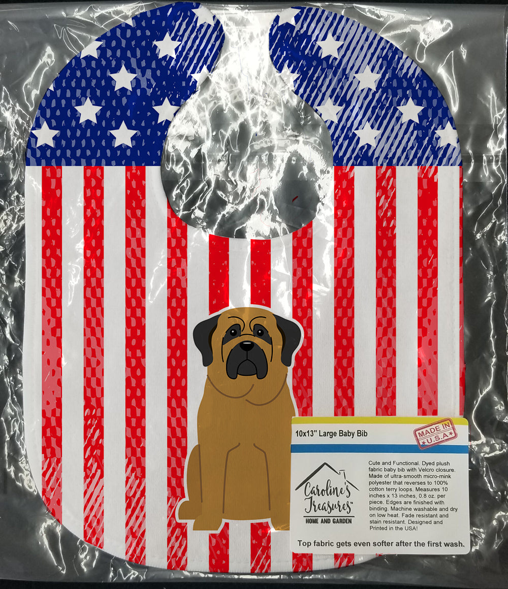 Patriotic USA Mastiff Baby Bib Easy-Clean Baby Bib Baby Feeding Accessory Baby Mealtime Essential, 10 x 13, Multicolor