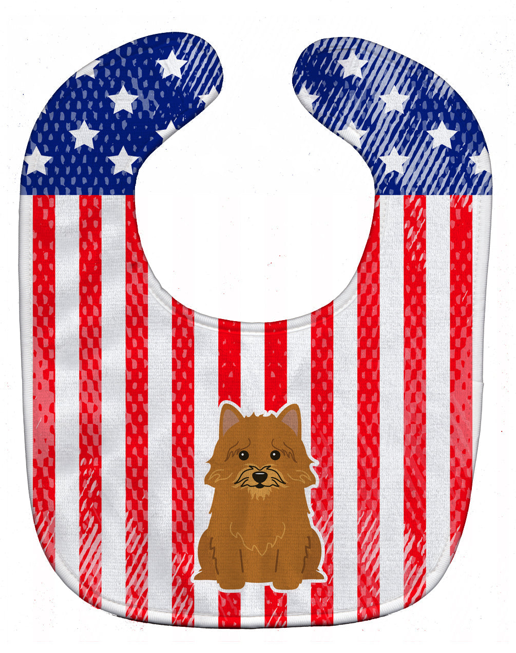 Patriotic USA Norwich Terrier Baby Bib Easy-Clean Baby Bib Baby Feeding Accessory Baby Mealtime Essential, 10 x 13, Multicolor