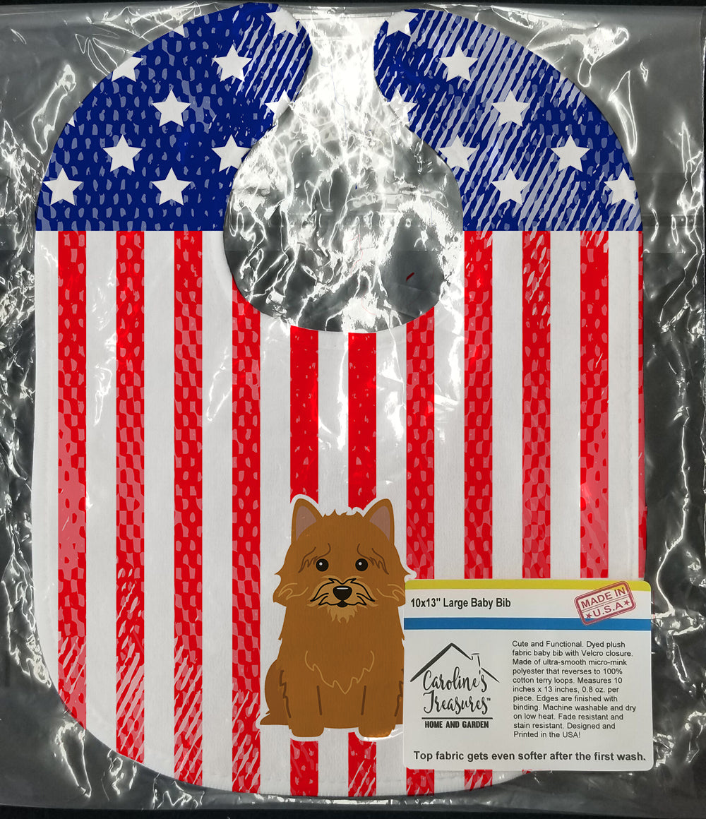 Patriotic USA Norwich Terrier Baby Bib Easy-Clean Baby Bib Baby Feeding Accessory Baby Mealtime Essential, 10 x 13, Multicolor