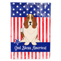 Patriotic USA Basset Hound House Flag 28x40 Porch Sleeve Pole Decorative Outside Yard Banner Artwork Wall Hanging, Polyester