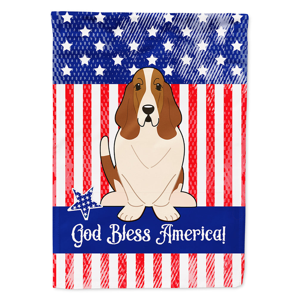Patriotic USA Basset Hound House Flag 28x40 Porch Sleeve Pole Decorative Outside Yard Banner Artwork Wall Hanging, Polyester