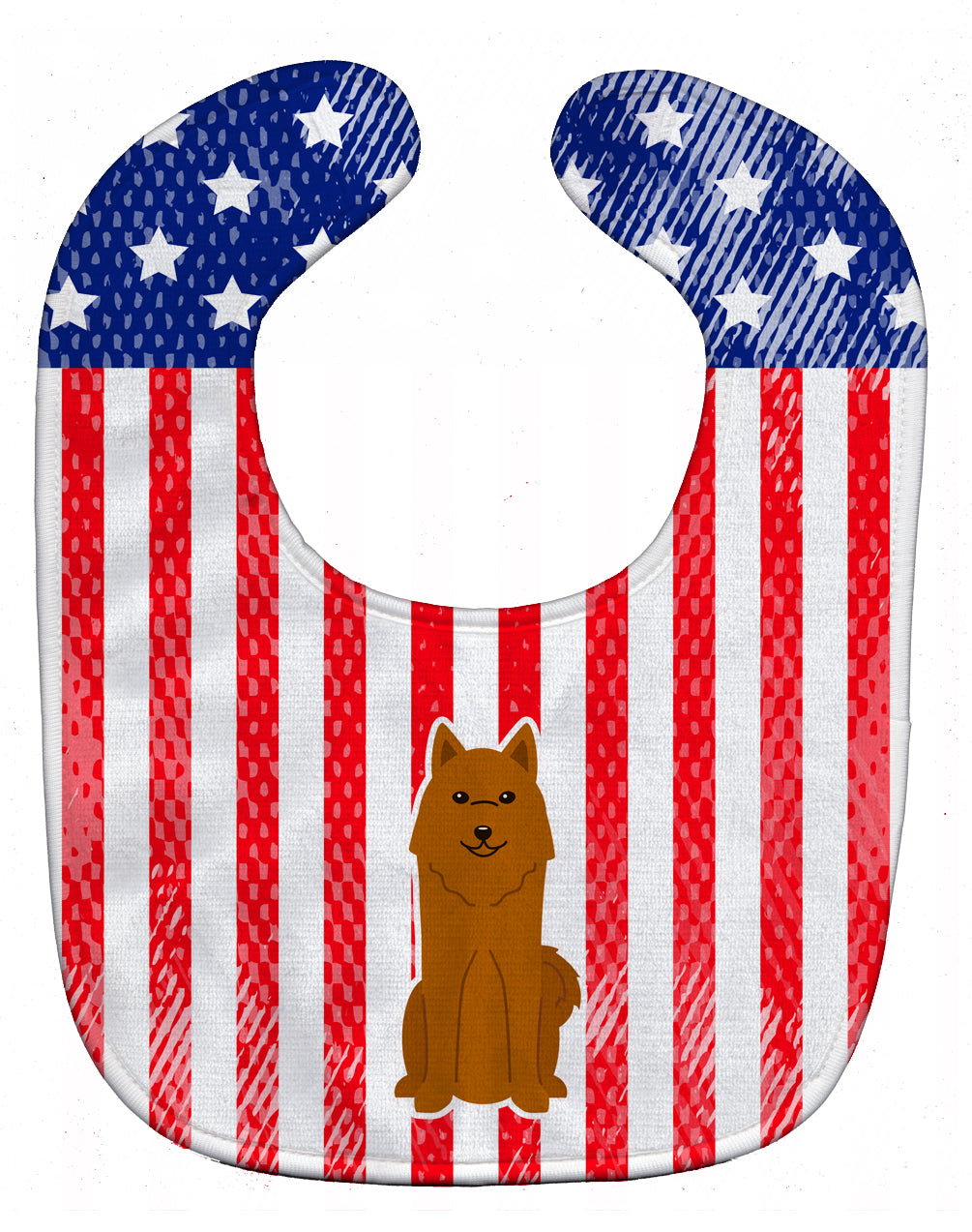 Patriotic USA Karelian Bear Dog Baby Bib Easy-Clean Baby Bib Baby Feeding Accessory Baby Mealtime Essential, 10 x 13, Multicolor