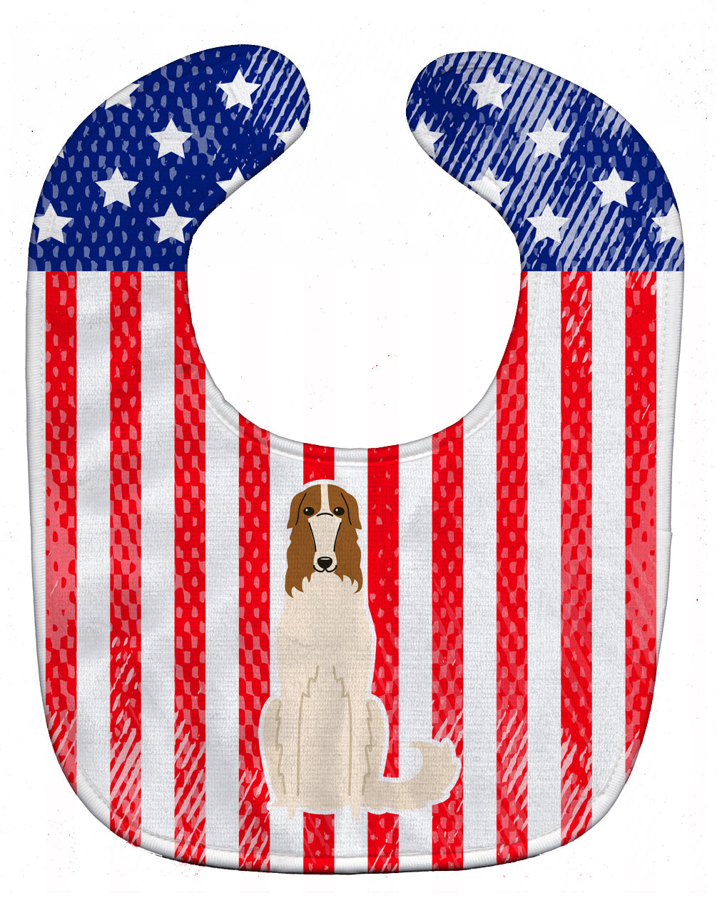Patriotic USA Borzoi Baby Bib Easy-Clean Baby Bib Baby Feeding Accessory Baby Mealtime Essential, 10 x 13, Multicolor