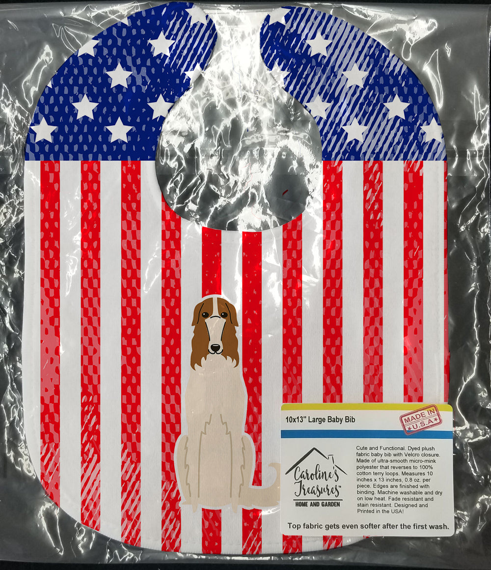 Patriotic USA Borzoi Baby Bib Easy-Clean Baby Bib Baby Feeding Accessory Baby Mealtime Essential, 10 x 13, Multicolor