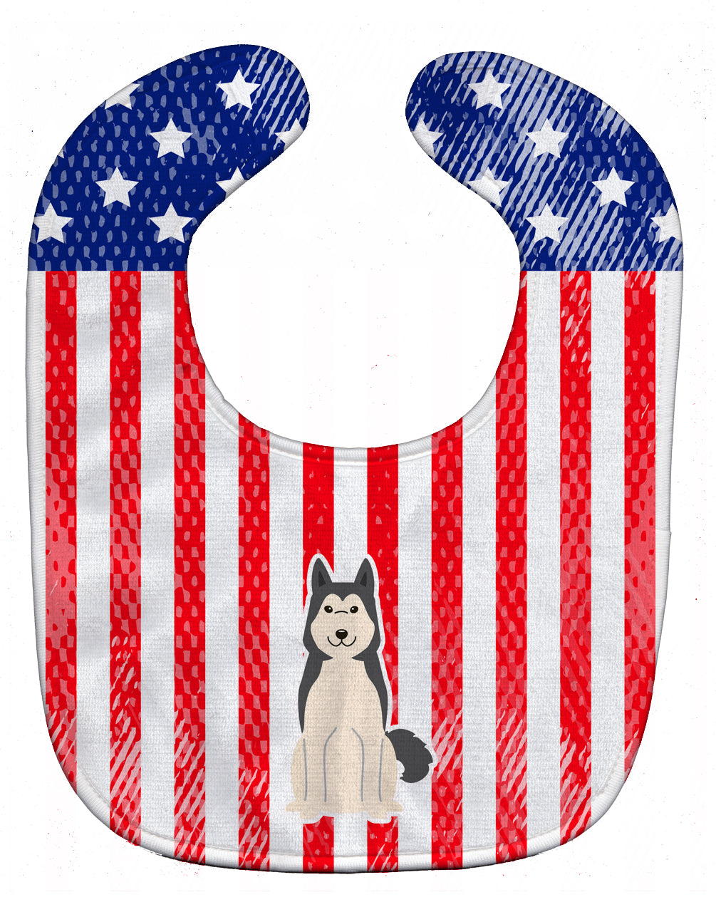 Patriotic USA West Siberian Laika Spitz Baby Bib Easy-Clean Baby Bib Baby Feeding Accessory Baby Mealtime Essential, 10 x 13, Multicolor