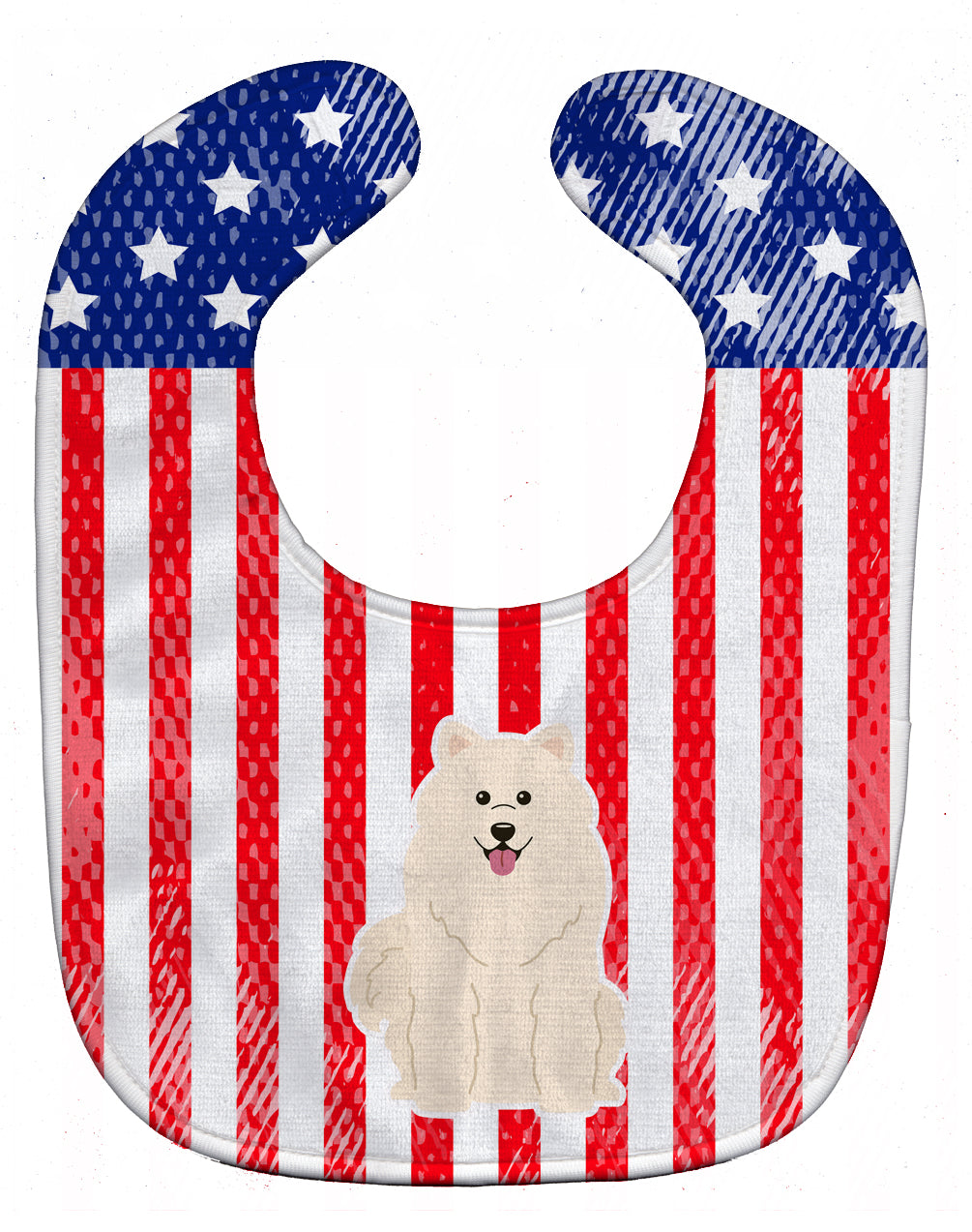 Patriotic USA Samoyed Baby Bib Easy-Clean Baby Bib Baby Feeding Accessory Baby Mealtime Essential, 10 x 13, Multicolor