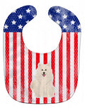 Patriotic USA Samoyed Baby Bib Easy-Clean Baby Bib Baby Feeding Accessory Baby Mealtime Essential, 10 x 13, Multicolor