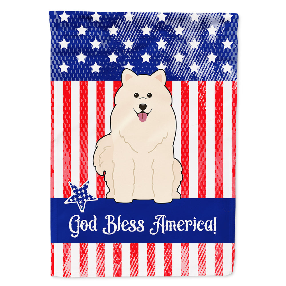 Patriotic USA Samoyed House Flag 28x40 Porch Sleeve Pole Decorative Outside Yard Banner Artwork Wall Hanging, Polyester