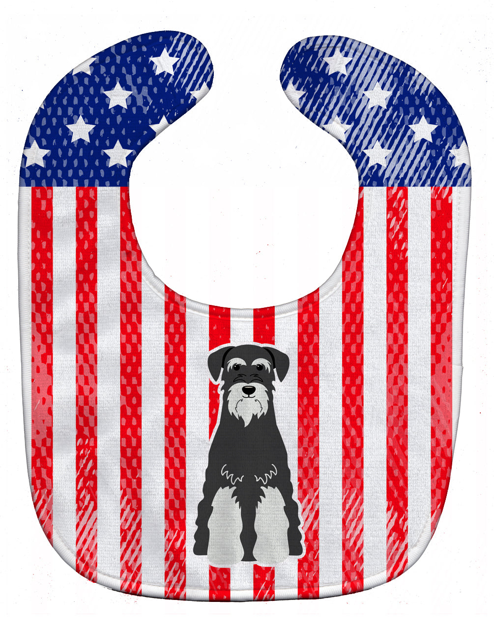Patriotic USA Standard Schnauzer Salt and Pepper Baby Bib Easy-Clean Baby Bib Baby Feeding Accessory Baby Mealtime Essential, 10 x 13, Multicolor
