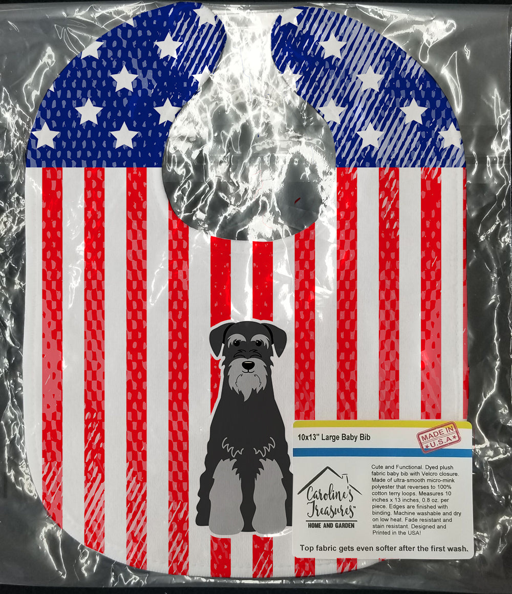 Patriotic USA Standard Schnauzer Black Grey Baby Bib Easy-Clean Baby Bib Baby Feeding Accessory Baby Mealtime Essential, 10 x 13, Multicolor