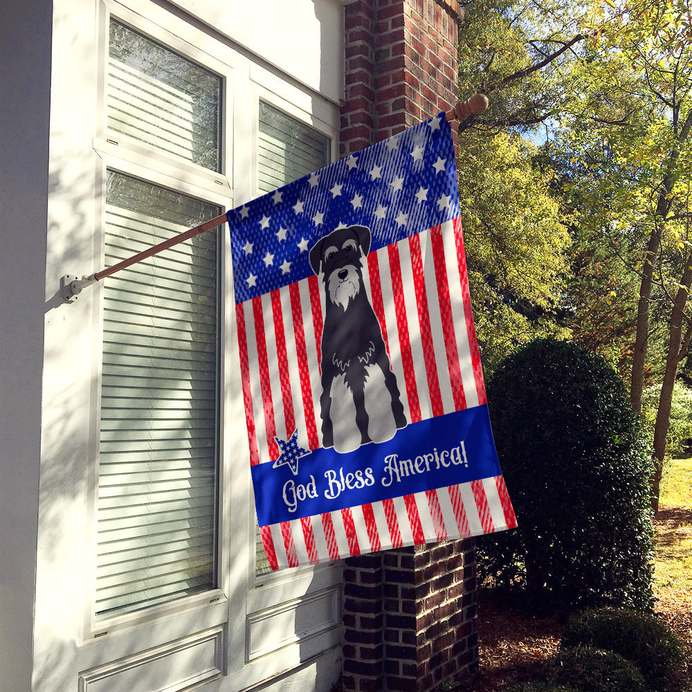 Patriotic USA Standard Schnauzer Black Grey House Flag 28x40 Porch Sleeve Pole Decorative Outside Yard Banner Artwork Wall Hanging, Polyester