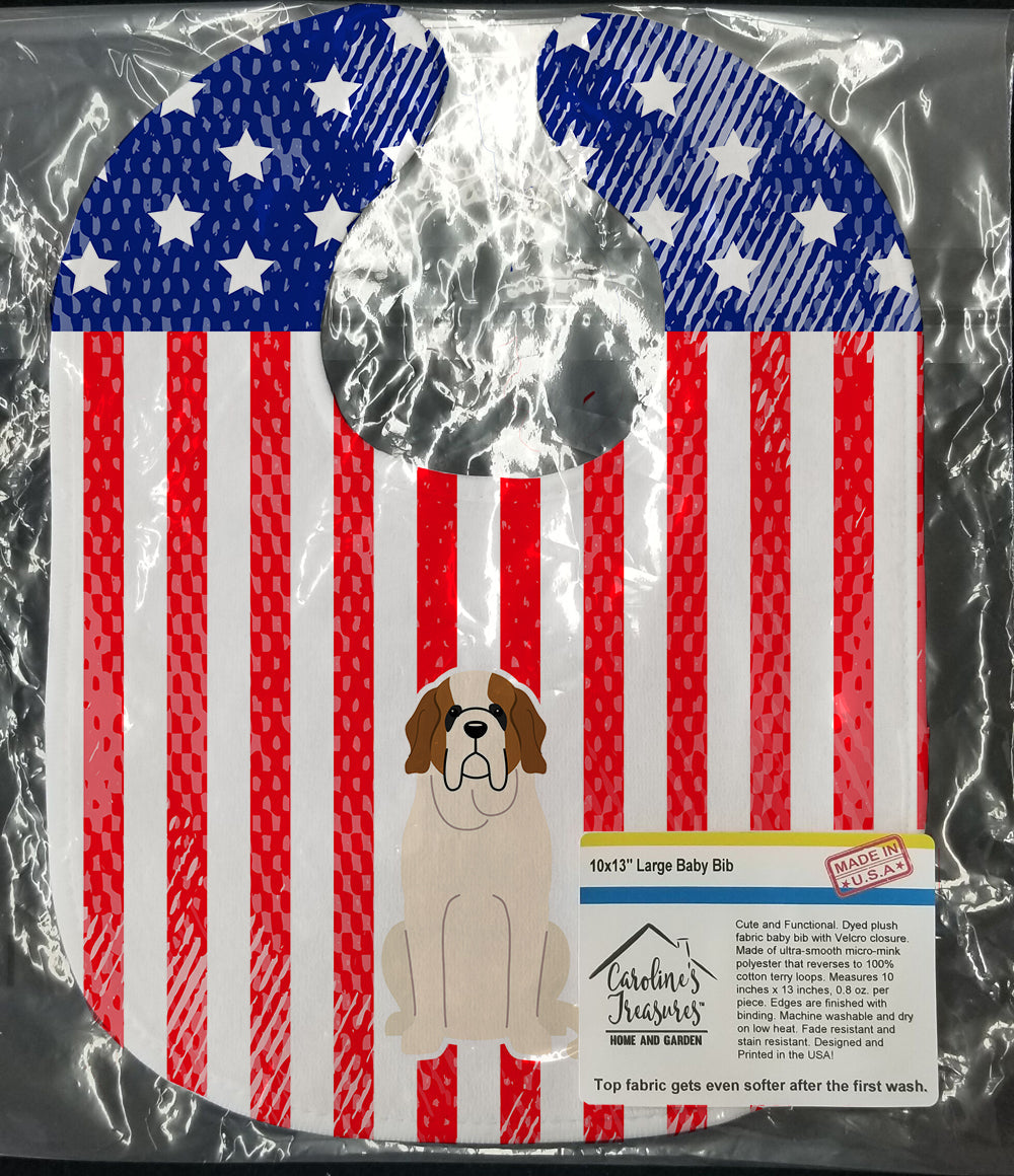 Patriotic USA Saint Bernard Baby Bib Easy-Clean Baby Bib Baby Feeding Accessory Baby Mealtime Essential, 10 x 13, Multicolor